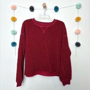 American Eagle Sherpa Cropped Maroon Sweatshirt